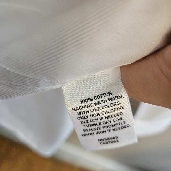 Nordstrom White Button Down Shirt 16 1/2 36-37 Business Casual Neutral - Picture 9 of 10